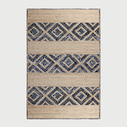 Geometric Beige Black Hand Braided Hall Way Decor Cotton Jute Rug - Indian Rug Store