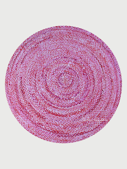 Beautiful Pink Hand Braided Cotton Chindi Home Decor Round Area Rug