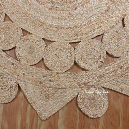 Classic Beige Hand Braided Jute Dining Room Round Area Rug