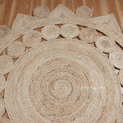 Classic Beige Hand Braided Jute Dining Room Round Area Rug