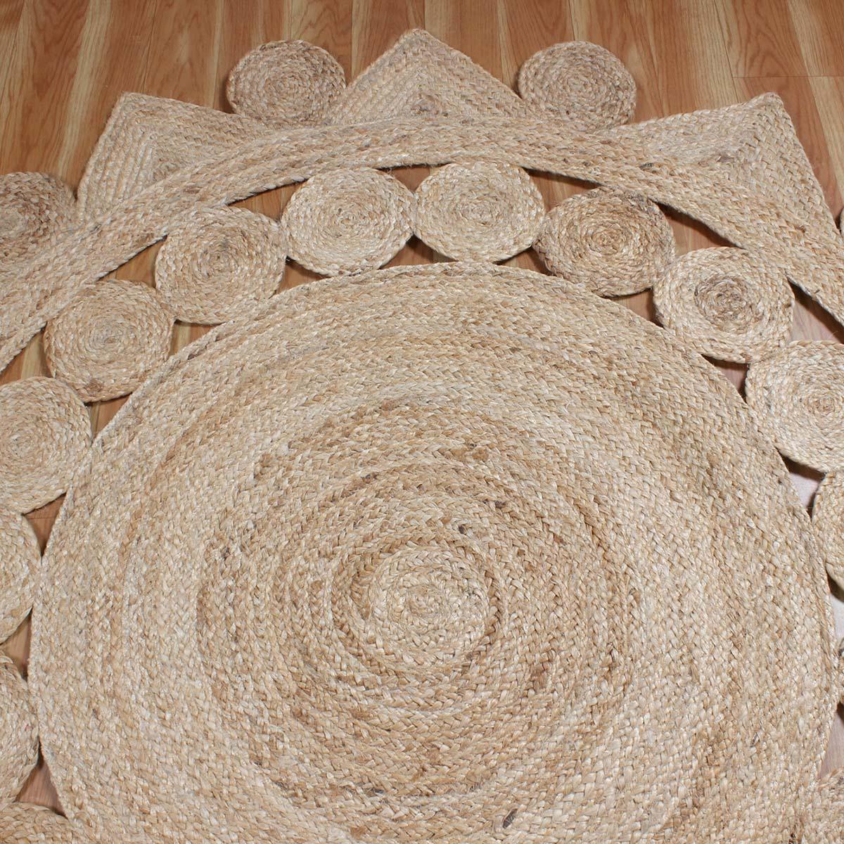 Classic Beige Hand Braided Jute Dining Room Round Area Rug - Indian Rug Store