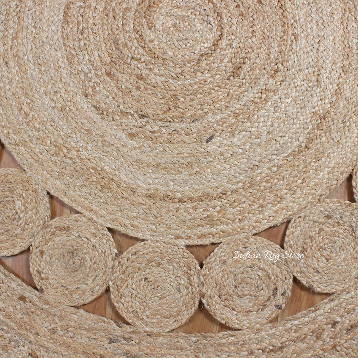 Classic Beige Hand Braided Jute Dining Room Round Area Rug