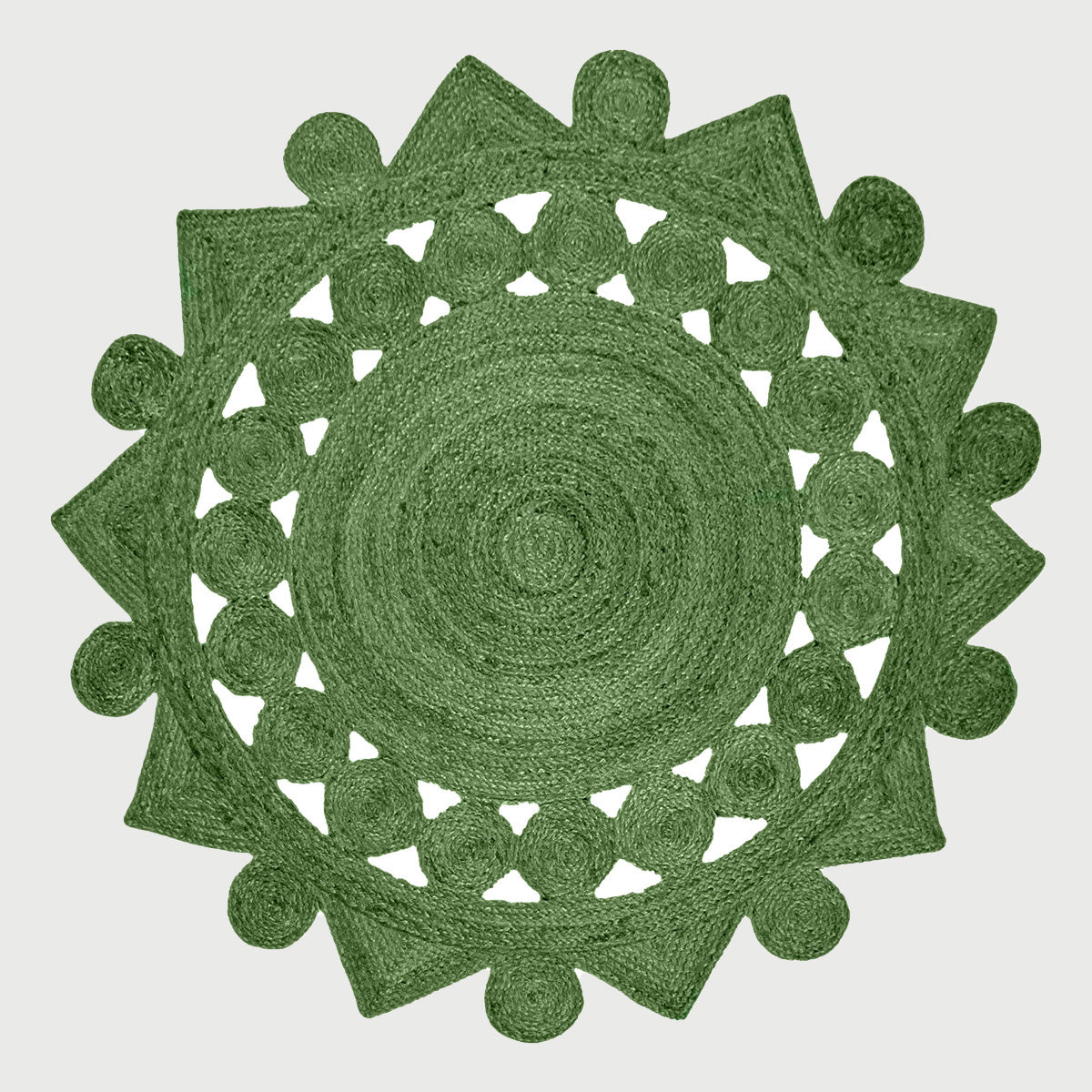 Green Hand Braided Round Interior Decor Jute Rug - Indian Rug Store