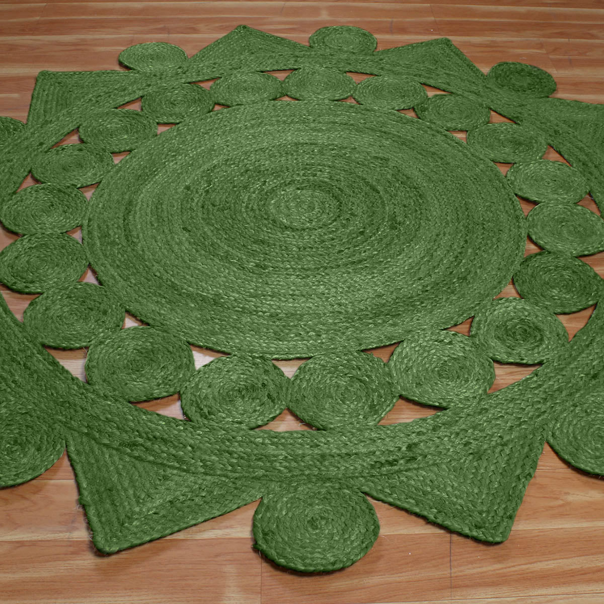 Green Hand Braided Round Interior Decor Jute Rug - Indian Rug Store