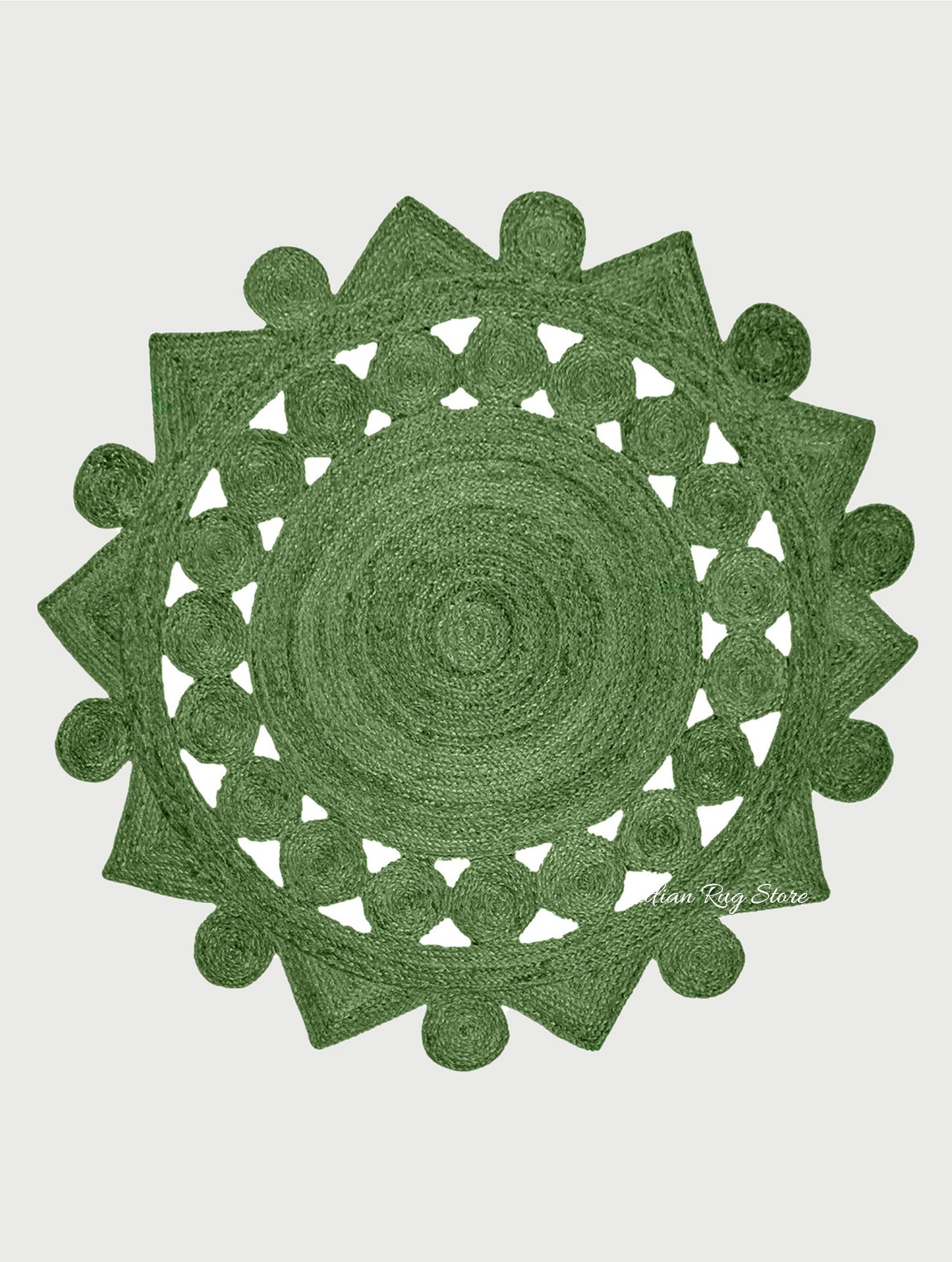 Green Hand Braided Round Interior Decor Jute Rug