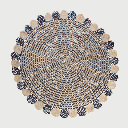 Multicolor Beige Hand Braided Round Living Room Cotton Jute Rug - Indian Rug Store