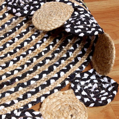 Multicolor Beige Hand Braided Round Living Room Cotton Jute Rug