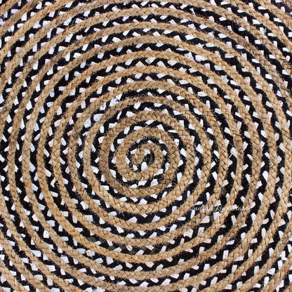 Multicolor Beige Hand Braided Round Living Room Cotton Jute Rug