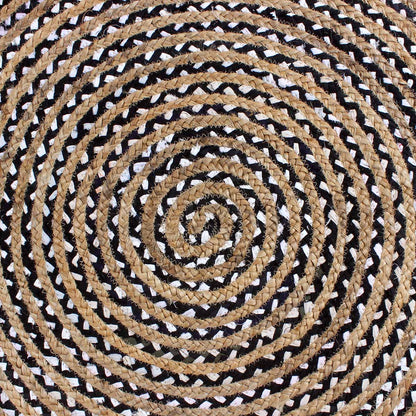 Multicolor Beige Hand Braided Round Living Room Cotton Jute Rug - Indian Rug Store