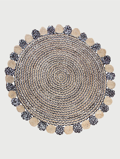 Multicolor Beige Hand Braided Round Living Room Cotton Jute Rug