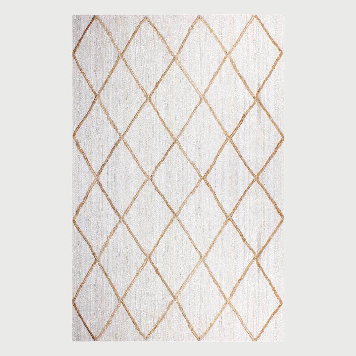 Traditional Beige White Hand Braided Outdoor Jute Area Rug - Indian Rug Store