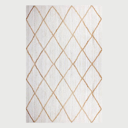 Traditional Beige White Hand Braided Outdoor Jute Area Rug - Indian Rug Store