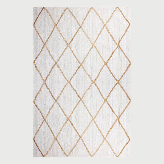 Traditional Beige White Hand Braided Outdoor Jute Area Rug - Indian Rug Store