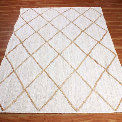 Traditional Beige White Hand Braided Outdoor Jute Area Rug - Indian Rug Store