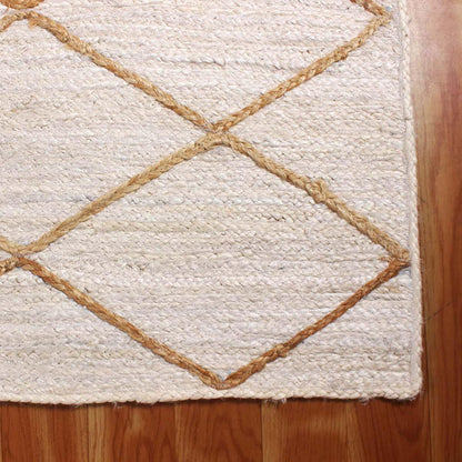 Traditional Beige White Hand Braided Outdoor Jute Area Rug - Indian Rug Store