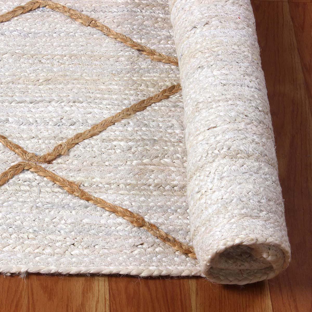 Traditional Beige White Hand Braided Outdoor Jute Area Rug - Indian Rug Store