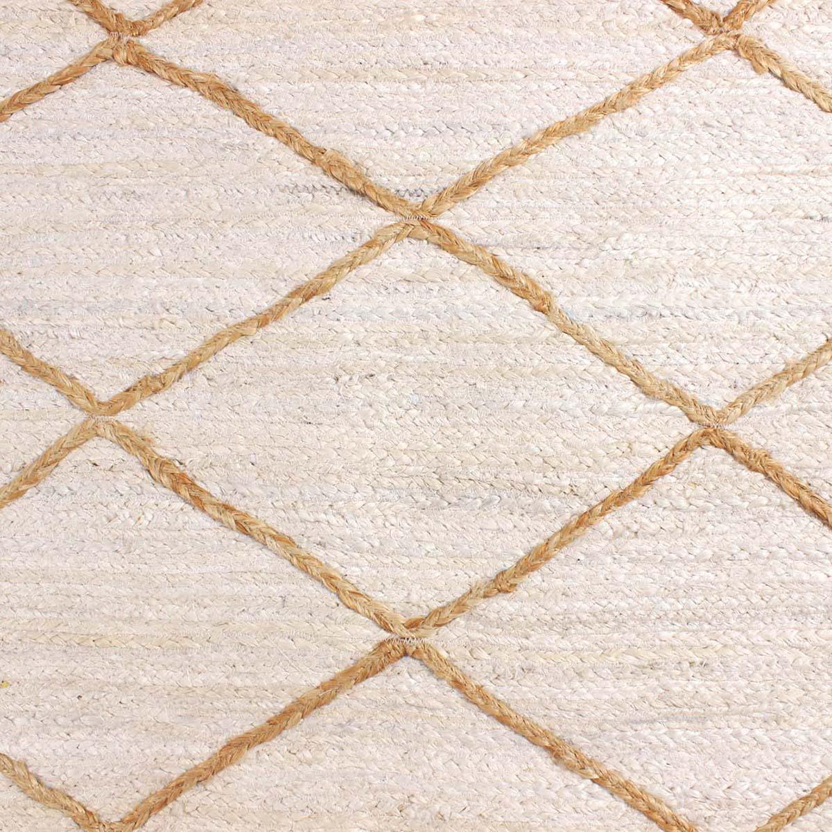 Traditional Beige White Hand Braided Outdoor Jute Area Rug - Indian Rug Store