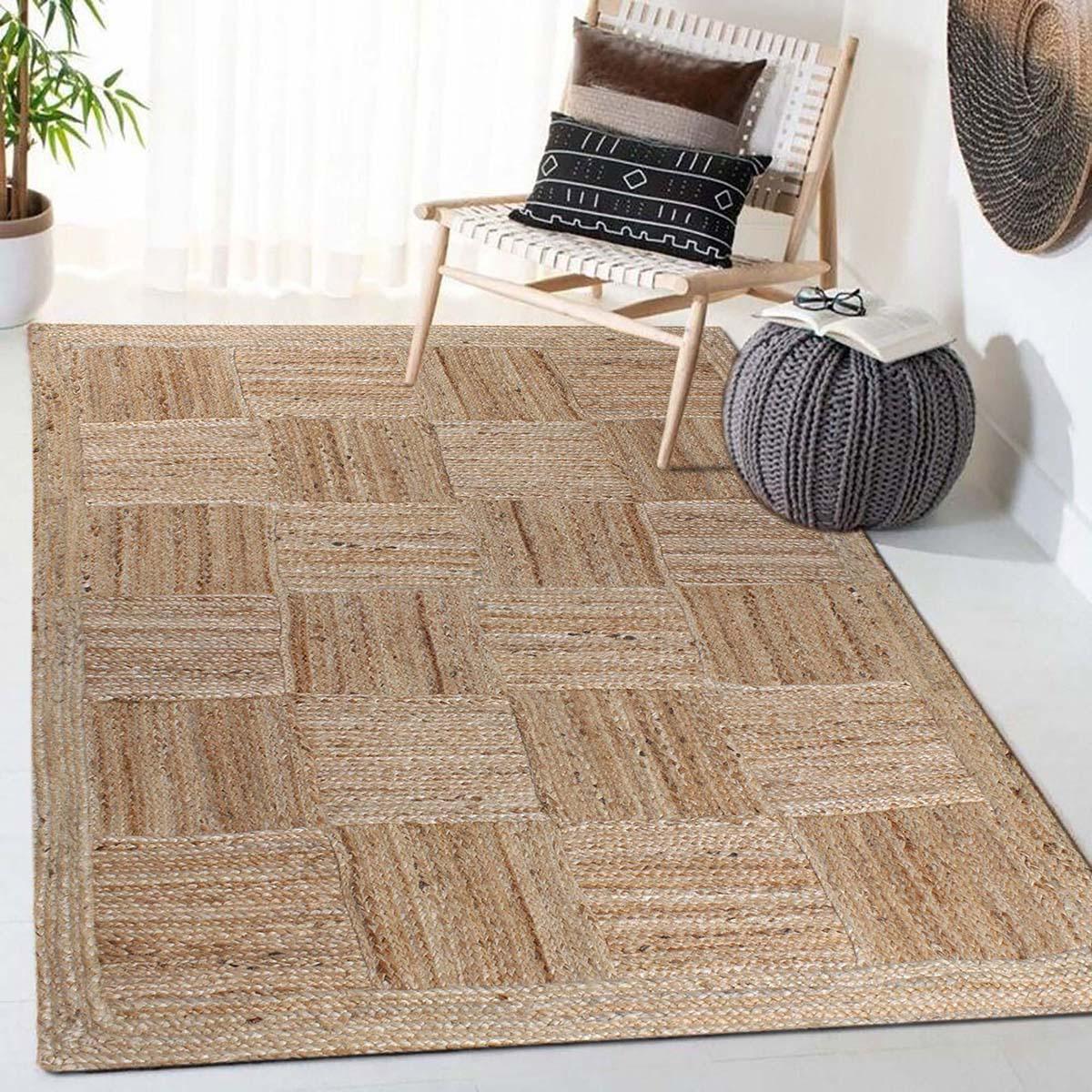 Attractive Beige Hand Braided Interior Jute Area Rug - Indian Rug Store