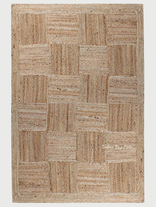 Atractiva alfombra de yute interior trenzada a mano en color beige