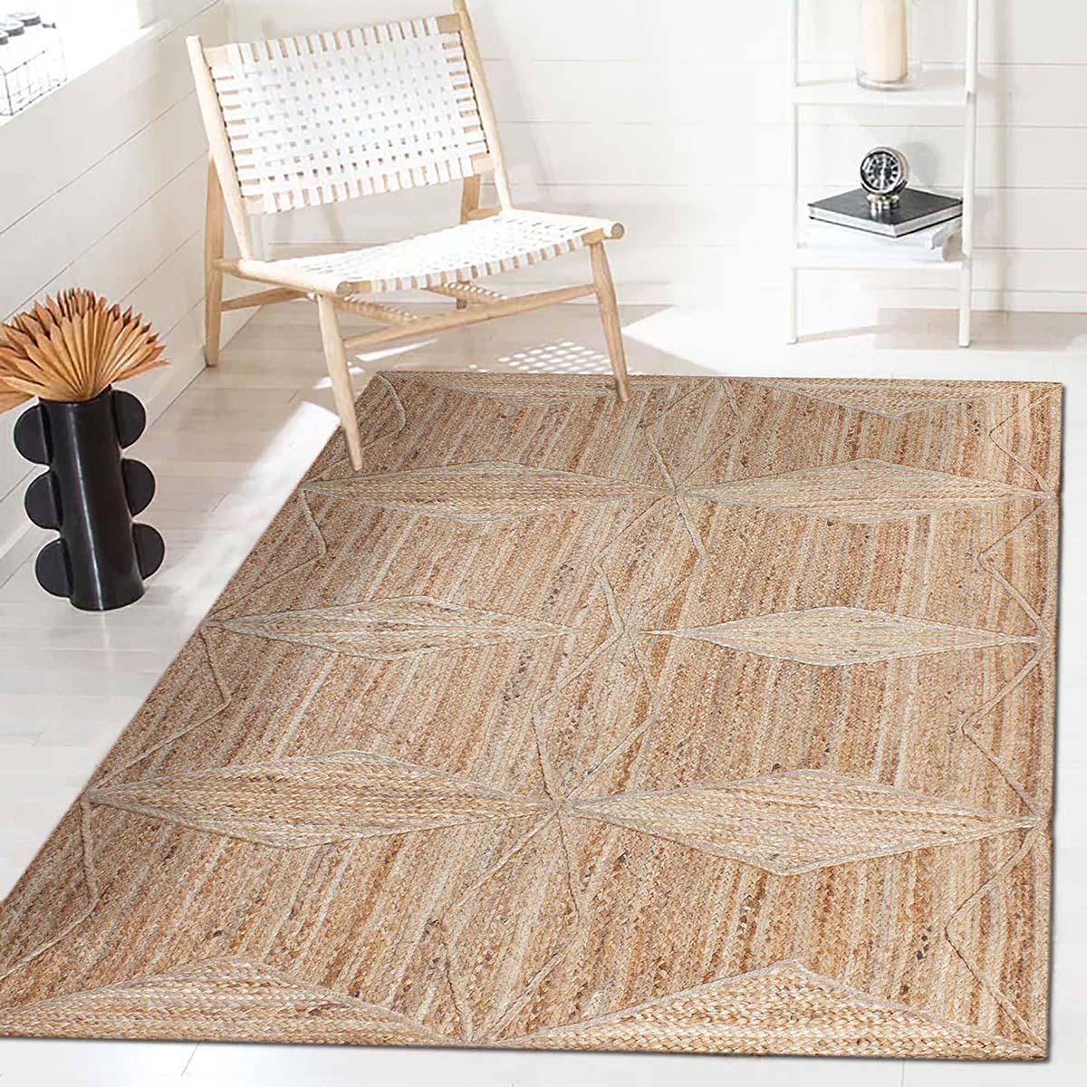 Attractive Beige Hand Braided Entry Way Jute Area Rug - Indian Rug Store