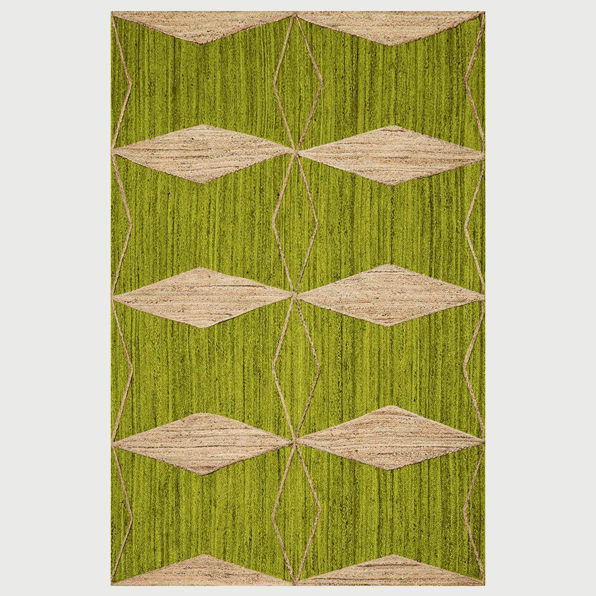 Oriental Green Beige Hand Braided Indoor Jute Area Rug - Indian Rug Store