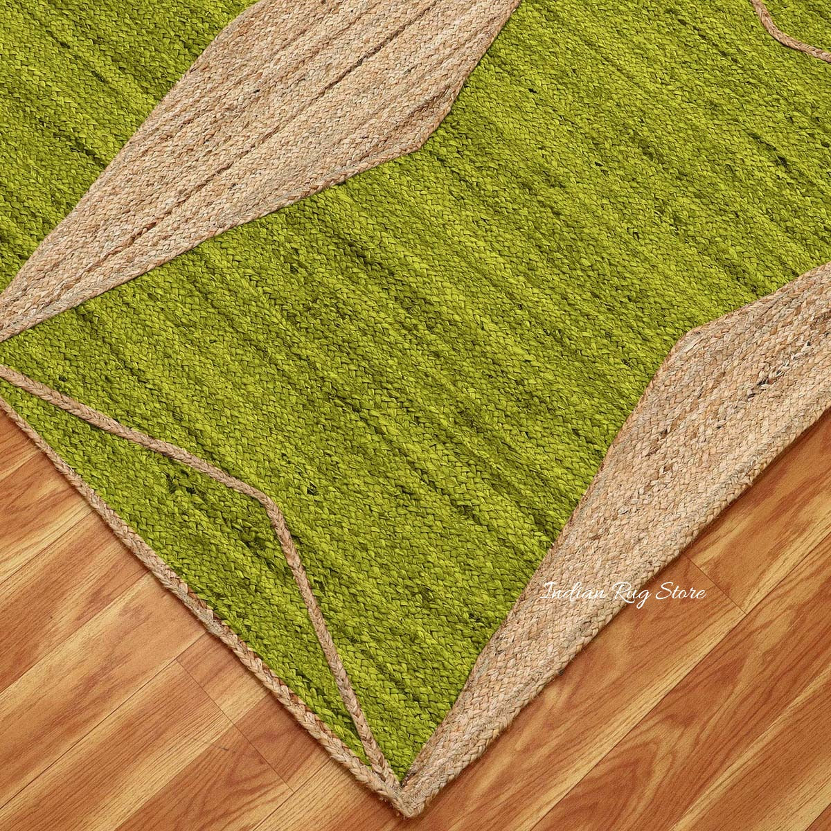 Oriental Green Beige Hand Braided Indoor Jute Area Rug