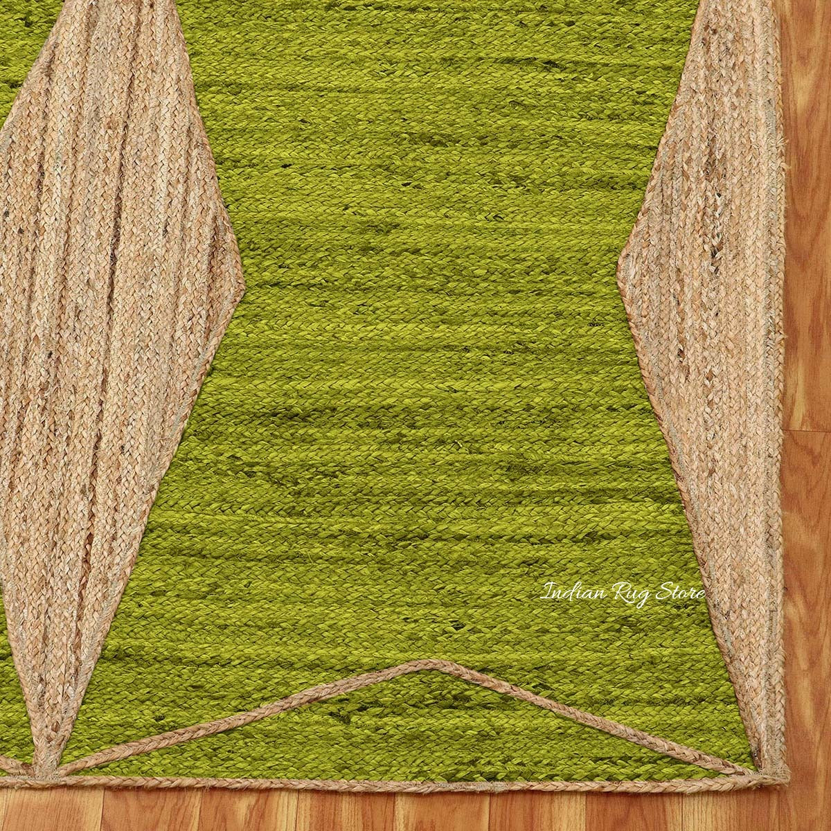 Oriental Green Beige Hand Braided Indoor Jute Area Rug