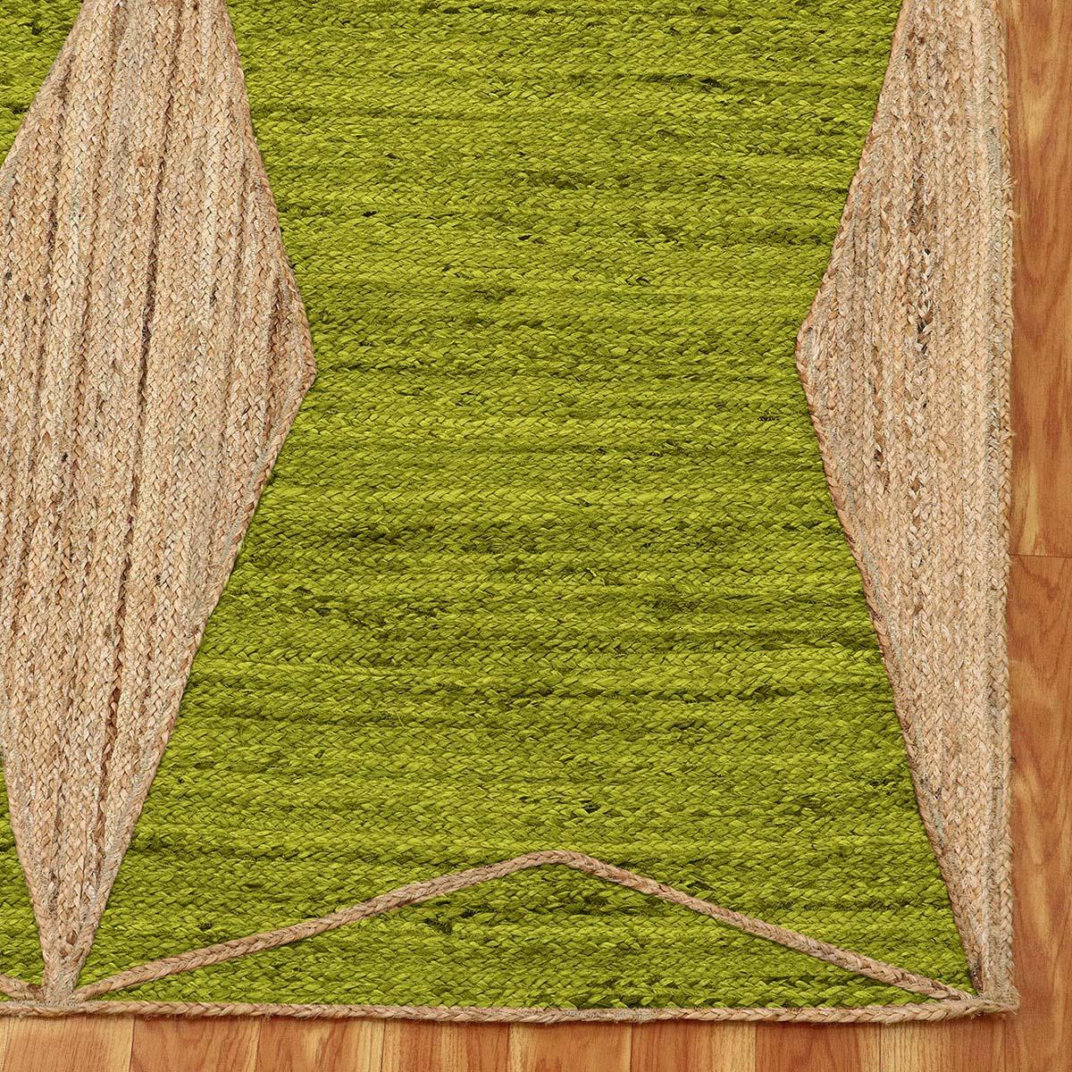 Oriental Green Beige Hand Braided Indoor Jute Area Rug - Indian Rug Store