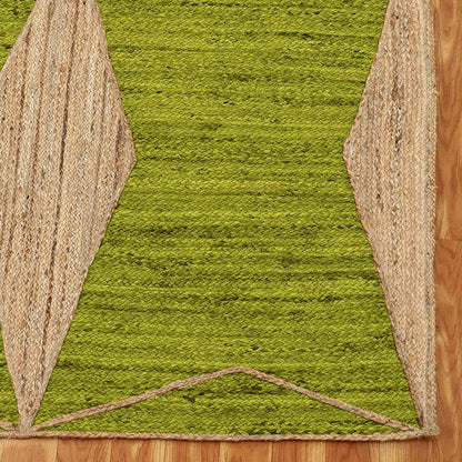 Oriental Green Beige Hand Braided Indoor Jute Area Rug - Indian Rug Store