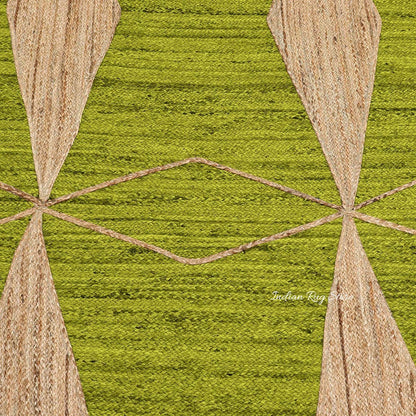 Oriental Green Beige Hand Braided Indoor Jute Area Rug