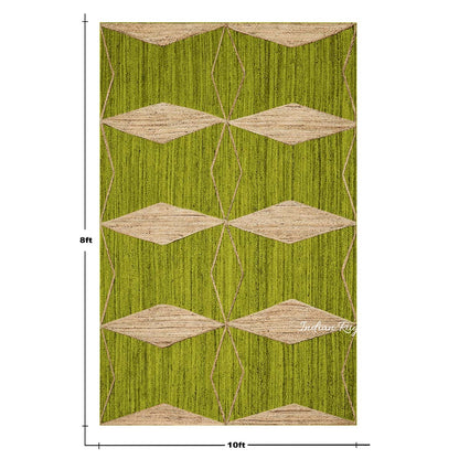 Oriental Green Beige Hand Braided Indoor Jute Area Rug