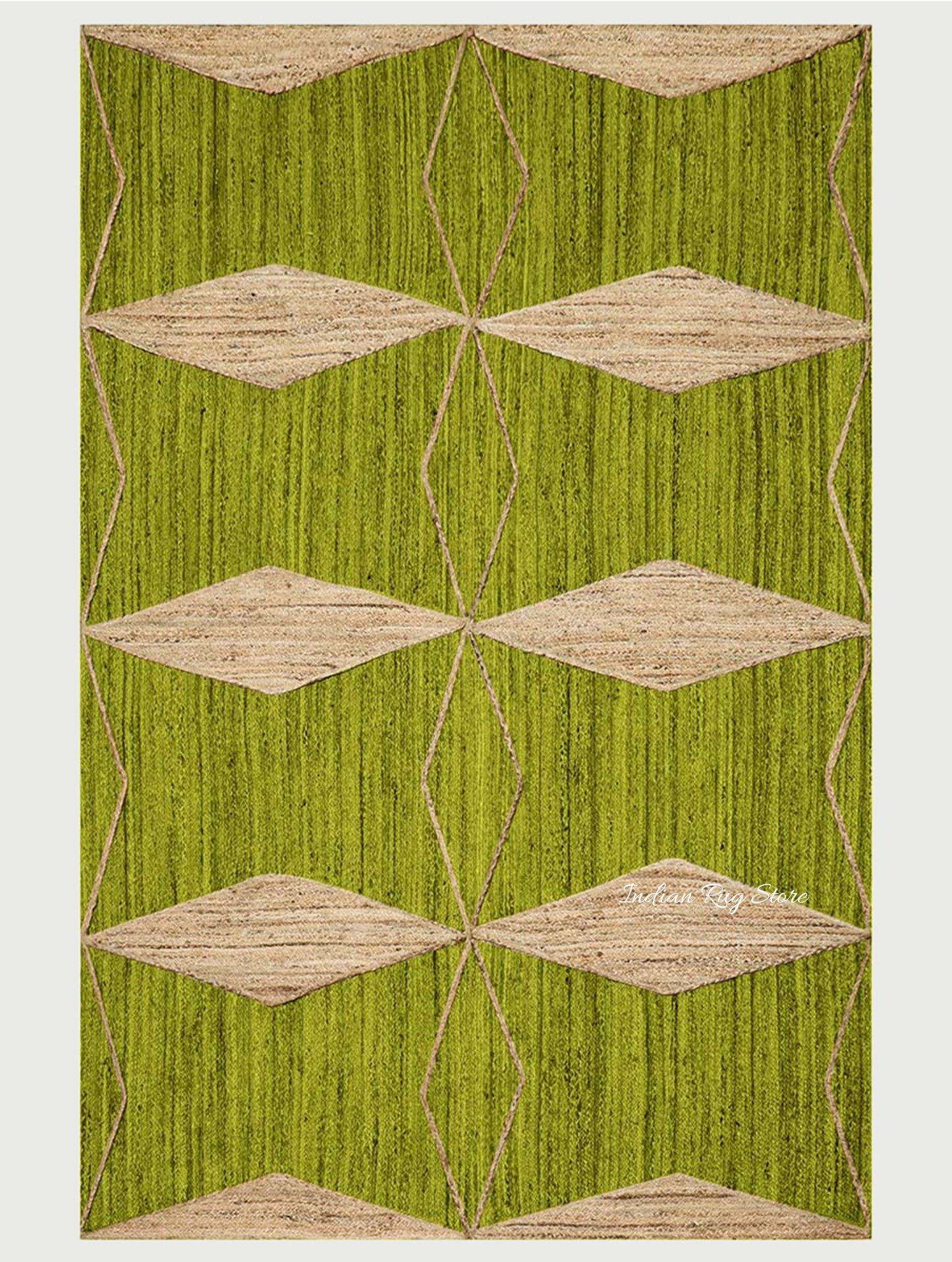 Oriental Green Beige Hand Braided Indoor Jute Area Rug