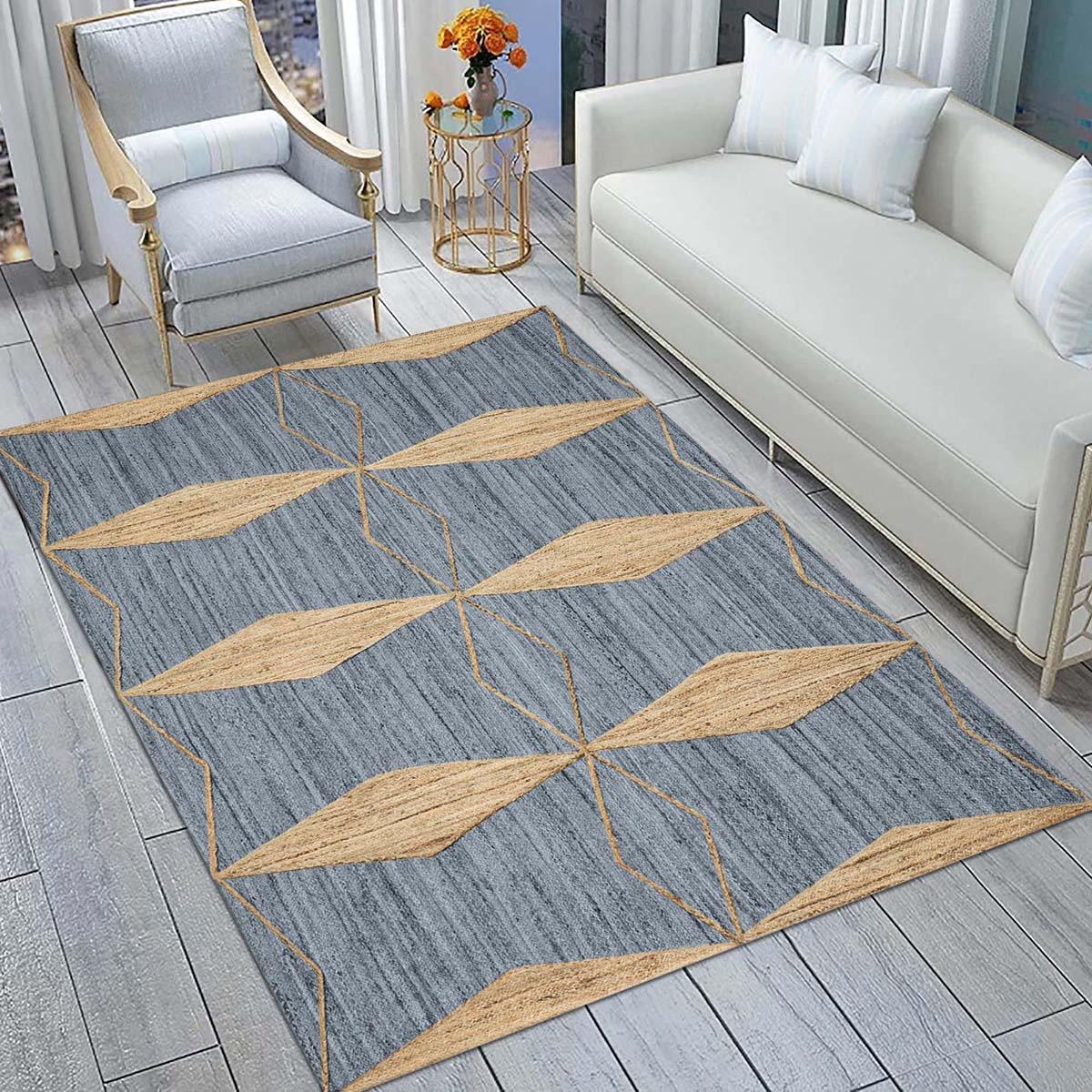 Oriental Grey Beige Hand Braided Sea House Jute Area Rug - Indian Rug Store