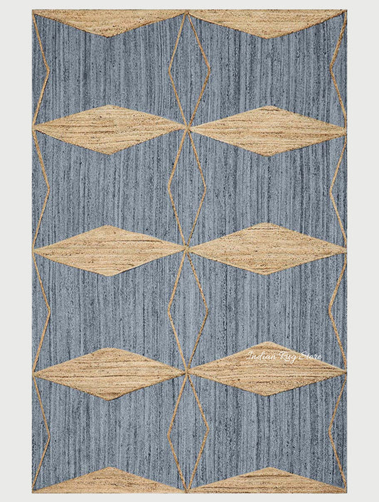 Oriental Grey Beige Hand Braided Sea House Jute Area Rug