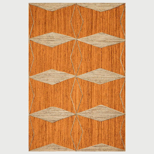 Traditional Orange Beige Hand Braided Living Room Jute Area Rug - Indian Rug Store