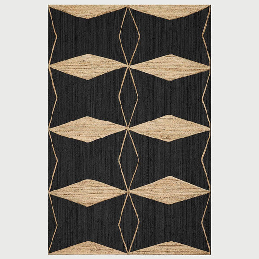 Attractive Black Beige Hand Braided Interior Jute Area Rug - Indian Rug Store