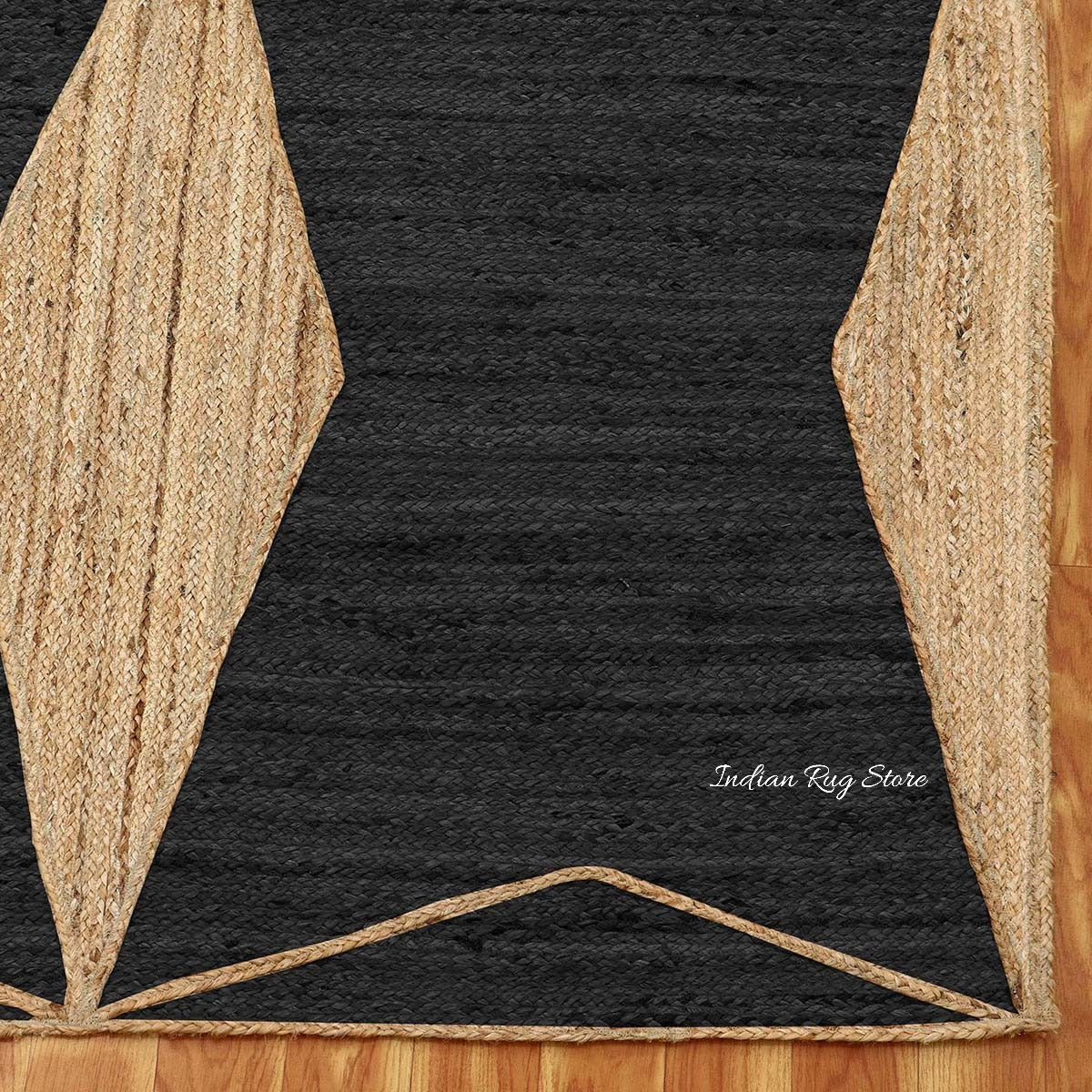 Attractive Black Beige Hand Braided Interior Jute Area Rug