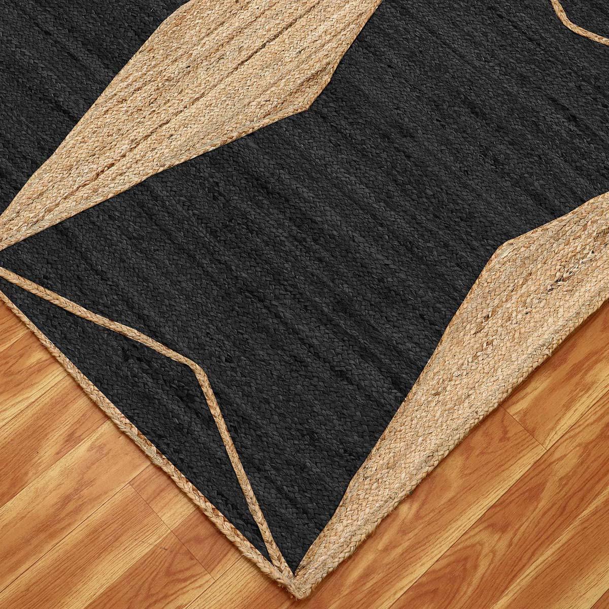 Attractive Black Beige Hand Braided Interior Jute Area Rug - Indian Rug Store