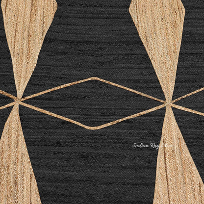 Attractive Black Beige Hand Braided Interior Jute Area Rug