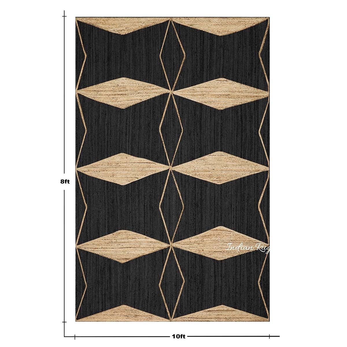 Attractive Black Beige Hand Braided Interior Jute Area Rug