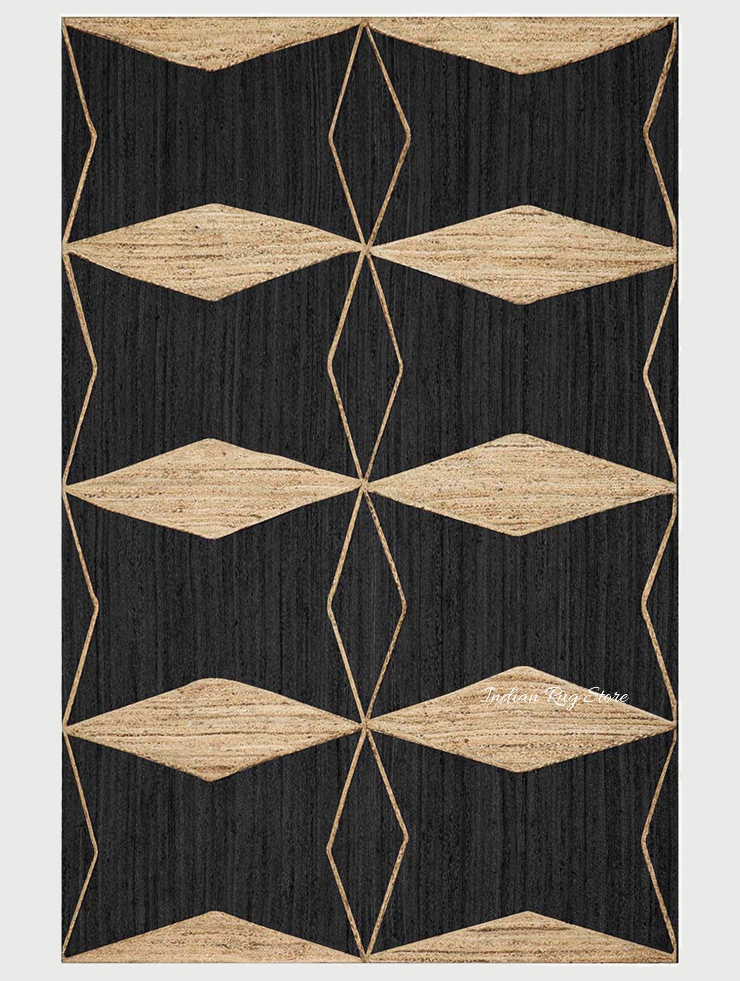 Attractive Black Beige Hand Braided Interior Jute Area Rug - Indian Rug Store