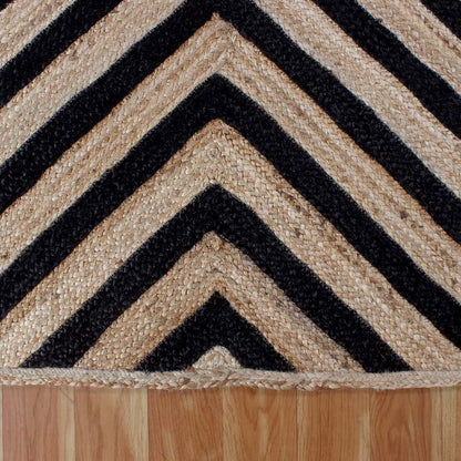 Attractive Black Beige Hand Braided Living Room Jute Area Rug - Indian Rug Store