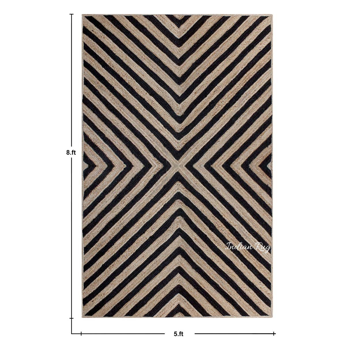 Attractive Black Beige Hand Braided Living Room Jute Area Rug