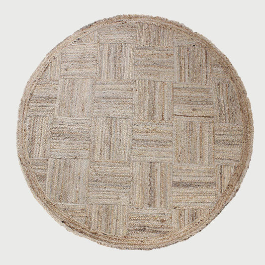 Traditional Hand Braided Beige Jute Entry Way Round Area Rug - Indian Rug Store