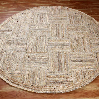 Traditional Hand Braided Beige Jute Entry Way Round Area Rug - Indian Rug Store