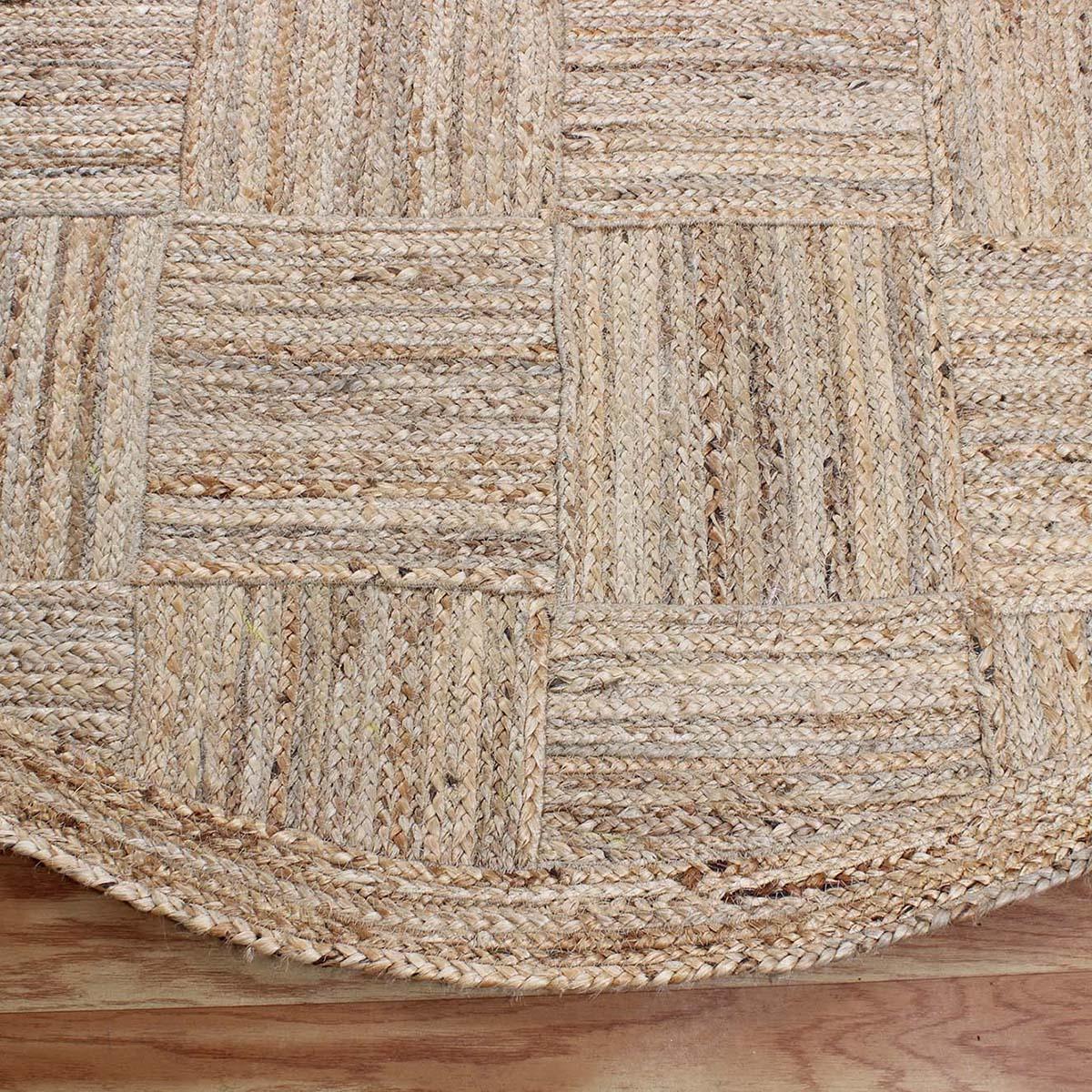 Traditional Hand Braided Beige Jute Entry Way Round Area Rug - Indian Rug Store