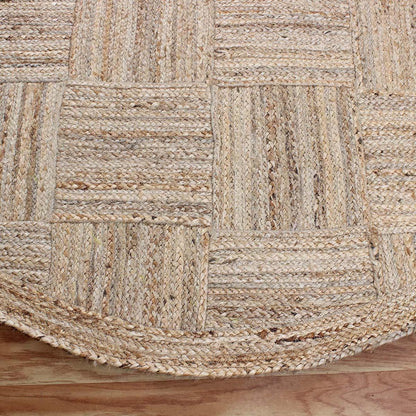 Traditional Hand Braided Beige Jute Entry Way Round Area Rug - Indian Rug Store