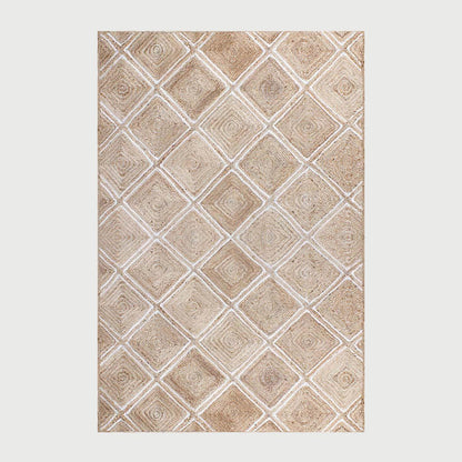 Trendy White Beige Hand Braided Sea House Jute Area Rug - Indian Rug Store