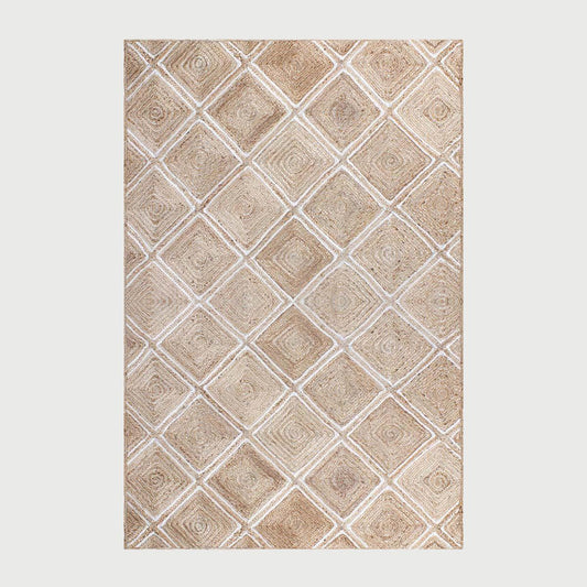 Trendy White Beige Hand Braided Sea House Jute Area Rug - Indian Rug Store