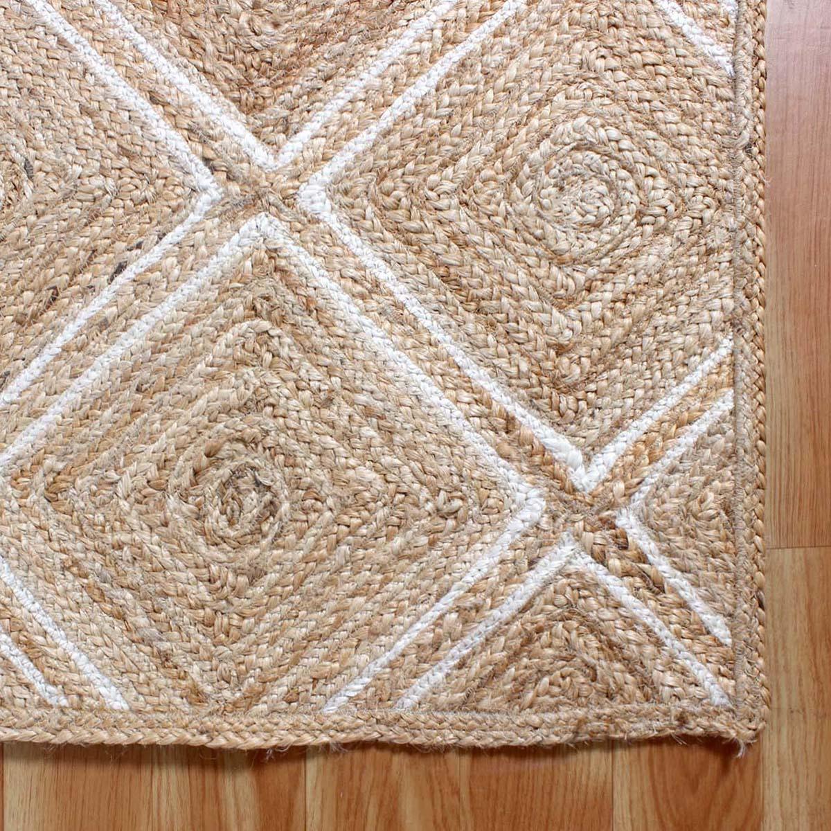 Trendy White Beige Hand Braided Sea House Jute Area Rug - Indian Rug Store